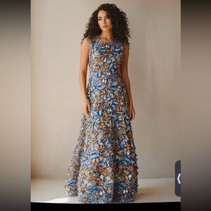 NWT Dress The Population 3D Butterfly Embroidered One of a Kind  Maxi Dress S
